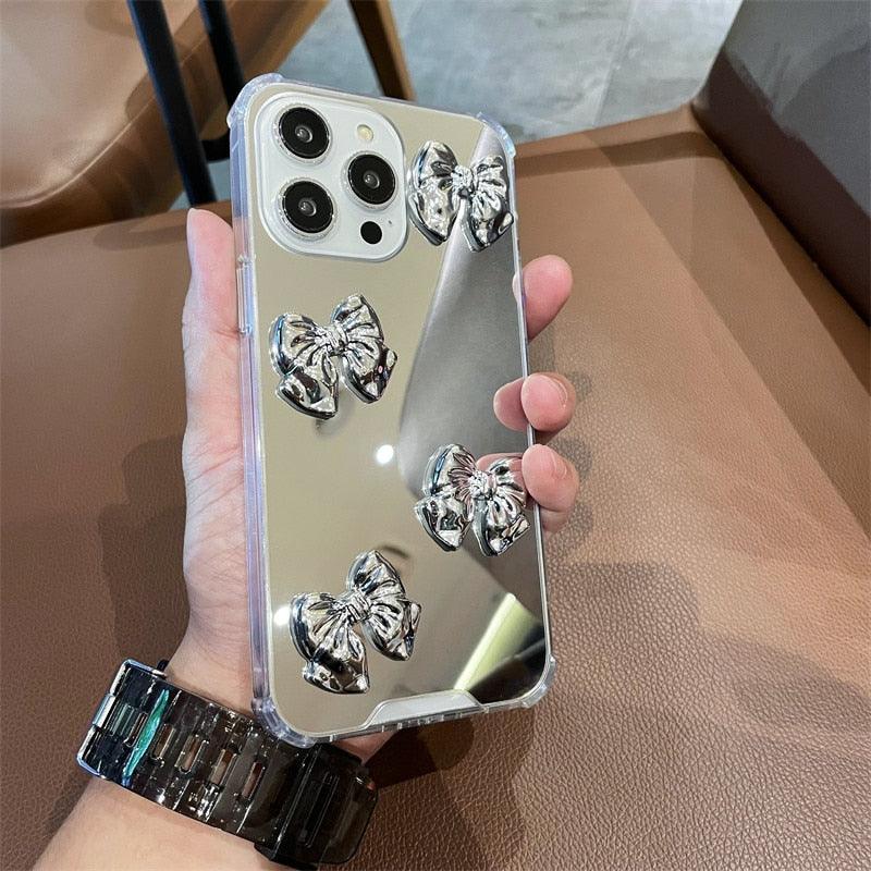 Glossy Mirror Love Hearts Case For iPhone 14 13 12 11 Pro Max X XR XS Max 7 8 Plus 6 6s