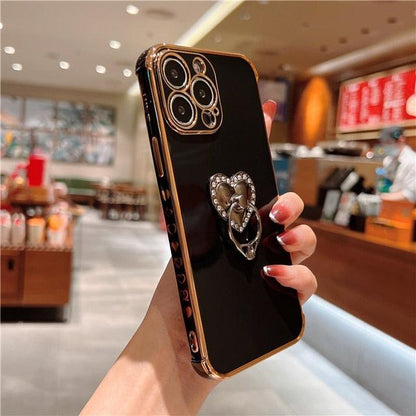 Luxury Fashion Love Heart Ring Holder Phone Case On 11 12 13 Mini XR XS Max 7 8 Plus SE3