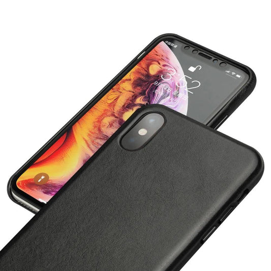 Genuine Leather Phone Case for Apple iPhone X/XS/XR Luxury Half-wrapped Leather Phone Cover for iPhone XS Max - i-Phonecases.com