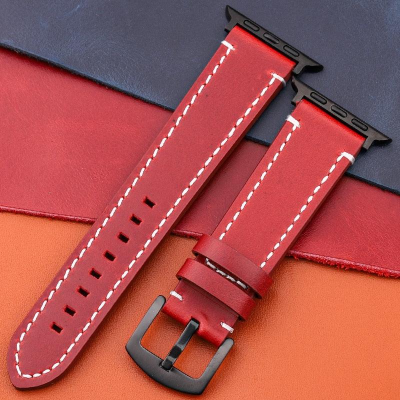 Genuine Leather Sports Strap For Apple Watch Series 7 6 5 4 SE Bracelet 44/45/40/41/42/38mm - i-Phonecases.com