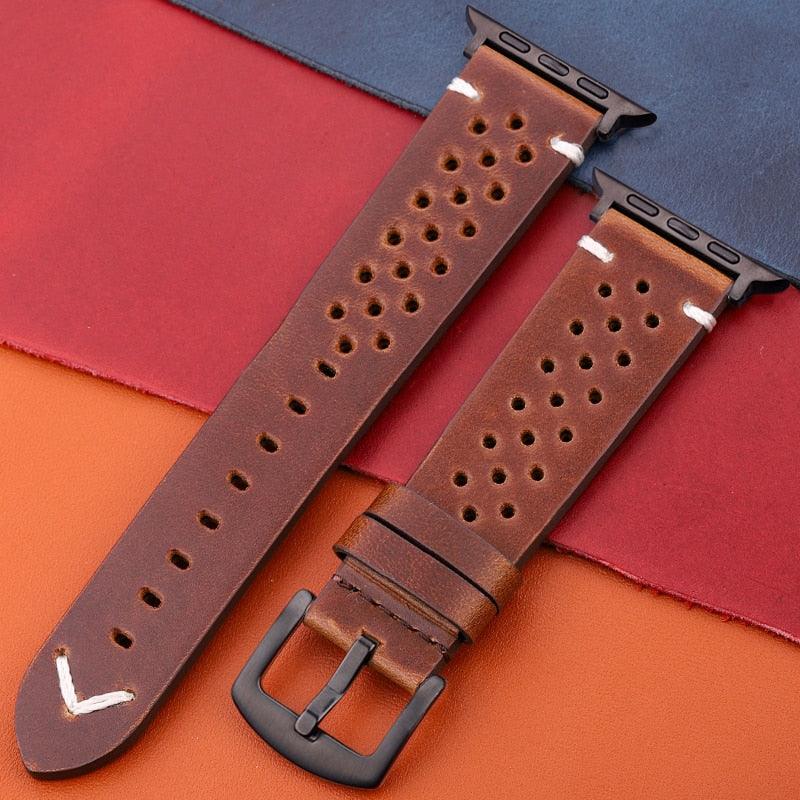 Genuine Leather Sports Strap For Apple Watch Series 7 6 5 4 SE Bracelet 44/45/40/41/42/38mm - i-Phonecases.com