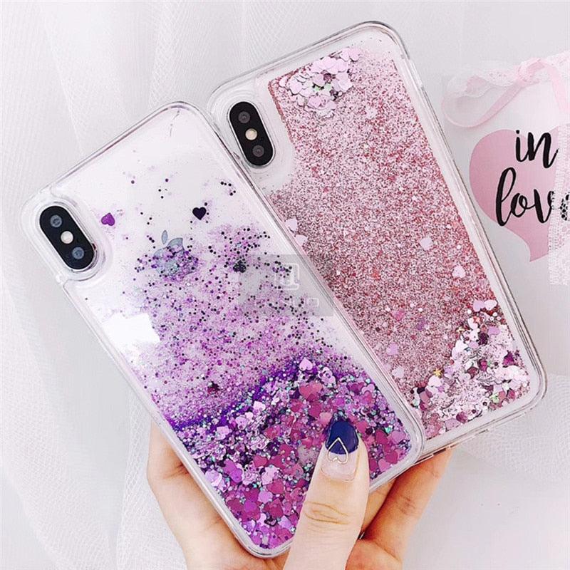 Glitter Bling Sequin Quicksand Love Hearts Phone Case For iPhone 14 Plus 13 Pro 12 Pro Max