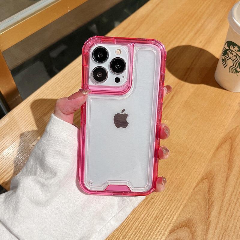 Heavy Duty Shockproof Armor Case for iPhone 14 13 Pro Max 12 11 X XR XS Transparent Cover