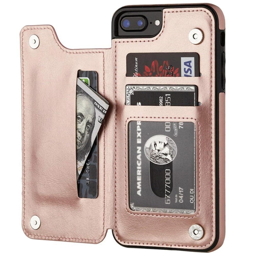 Leather Wallet 3 Card Holder Flip Cover for iPhone 14 Plus Pro Max 12 Pro 13 Mini Wallet Case