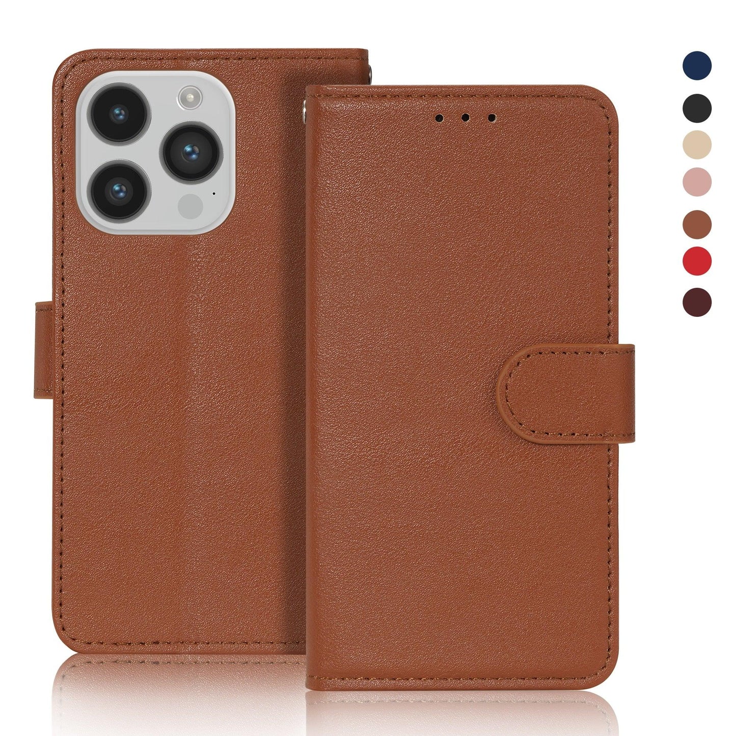 Leather Wallet Card Holder Case For iPhone 14 Plus 13 12 Pro Max Mini 11 Pro Max Flip Case - i-Phonecases.com