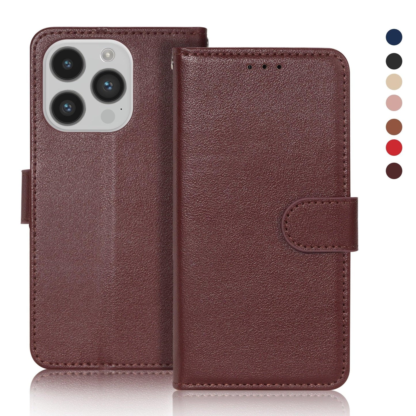 Leather Wallet Card Holder Case For iPhone 14 Plus 13 12 Pro Max Mini 11 Pro Max Flip Case - i-Phonecases.com