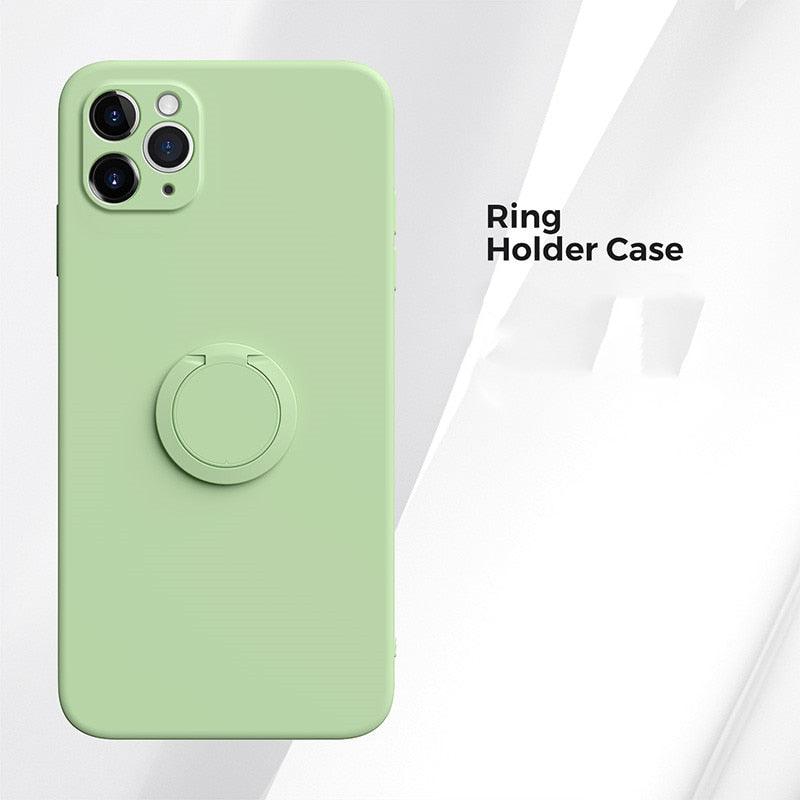 Liquid Silicone Magnetic Holder Ring Holder Stand Case For iPhone 11 XS X XR 7 8 Plus SE - i-Phonecases.com