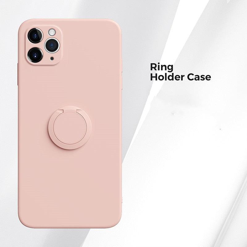 Liquid Silicone Magnetic Holder Ring Holder Stand Case For iPhone 11 XS X XR 7 8 Plus SE - i-Phonecases.com