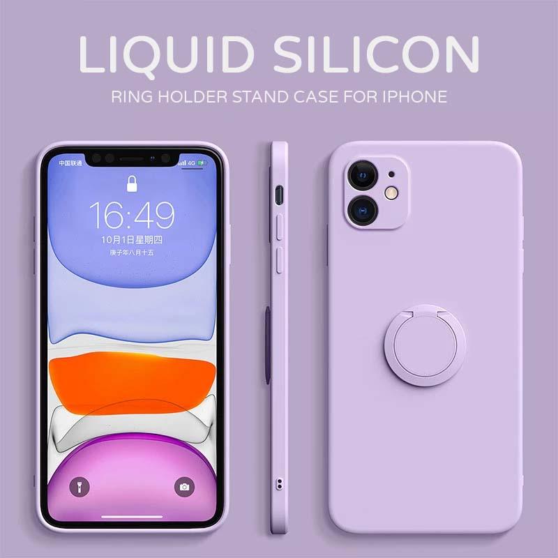 Liquid Silicone Magnetic Holder Ring Holder Stand Case For iPhone 14 Pro 12 13 Pro Max mini - i-Phonecases.com