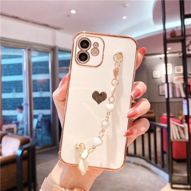 Love Heart Fashion Bracelet Bumper Case For iPhone 14 Pro 13 12 Mini 11 X XR Xs Max