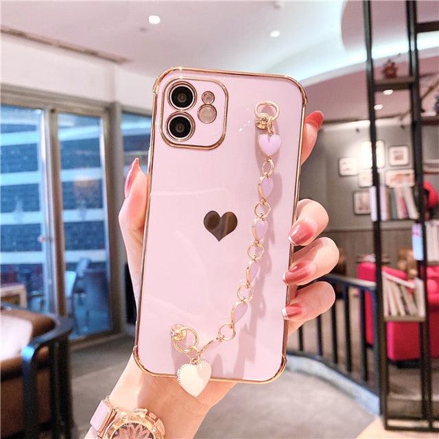 Love Heart Fashion Bracelet Bumper Case For iPhone 14 Pro 13 12 Mini 11 X XR Xs Max