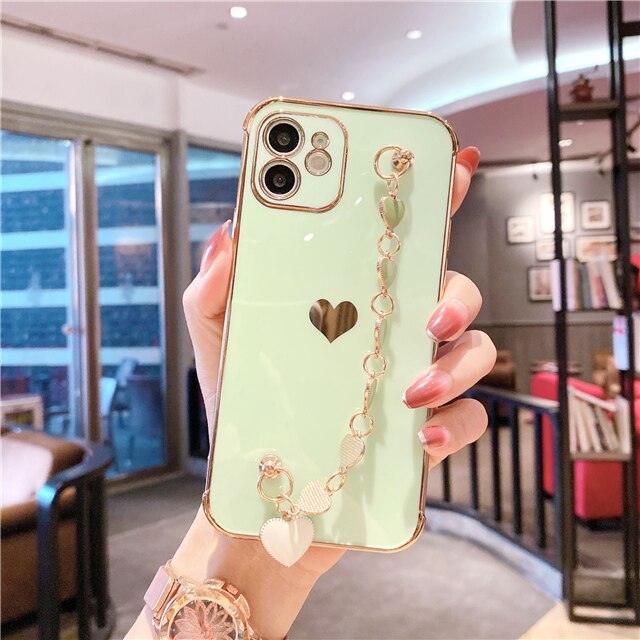 Love Heart Fashion Bracelet Bumper Case For iPhone 14 Pro 13 12 Mini 11 X XR Xs Max