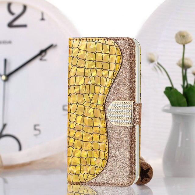 Luxury Bling Glitter Case for iPhone 11 Pro Max Case For iPhone SE 2 iPhone 12 2020 Xs Xr X 5 6 7 8 Soft PU Leather Case With Card Slots & Magnetic Clasp