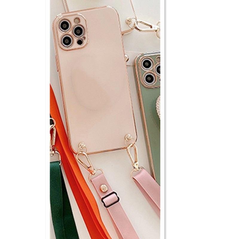 Luxury Crossbody Fashion Lanyard Plated Bumper Case For iPhone 14 13 12 Pro Max mini - i-Phonecases.com