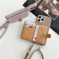 Luxury Crossbody Lanyard Leather Card Holder Wallet Case For iPhone 14 13 Pro Max mini - i-Phonecases.com