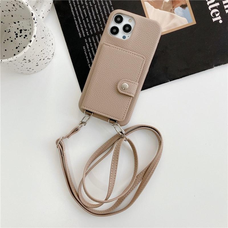 Crossbody Wallet Phone Case For iPhone 15 14 13 12 11 Pro Max Mini