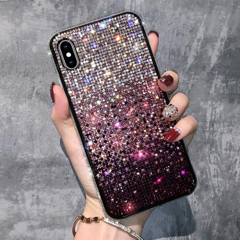 Luxury Crystal Bling Diamond Rhinestone Shimmer Phone Case For iPhone 11 Pro Max X Xr Xs Max Case Gradient Fully-Jewelled Case - i-Phonecases.com