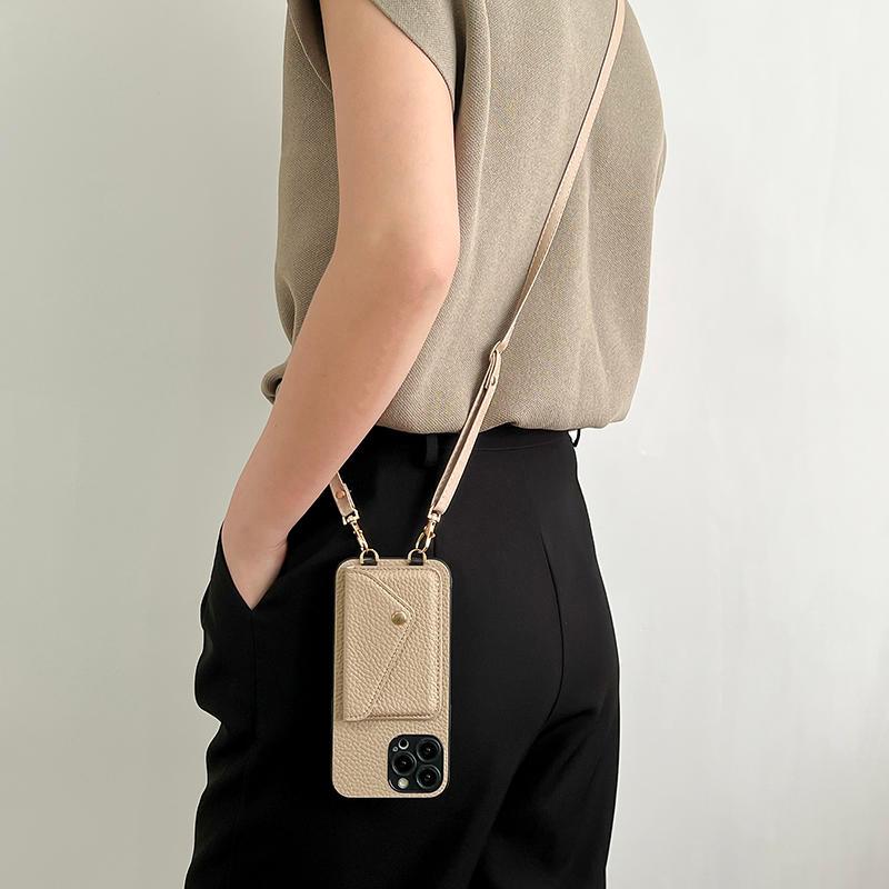Luxury Fashion Crossbody Strap Lanyard Leather Card Holder Case