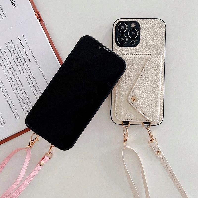 Luxury Wallet Crossbody Strap Card Case For iPhone 15 Pro Max 14 13 12 11  XS XR