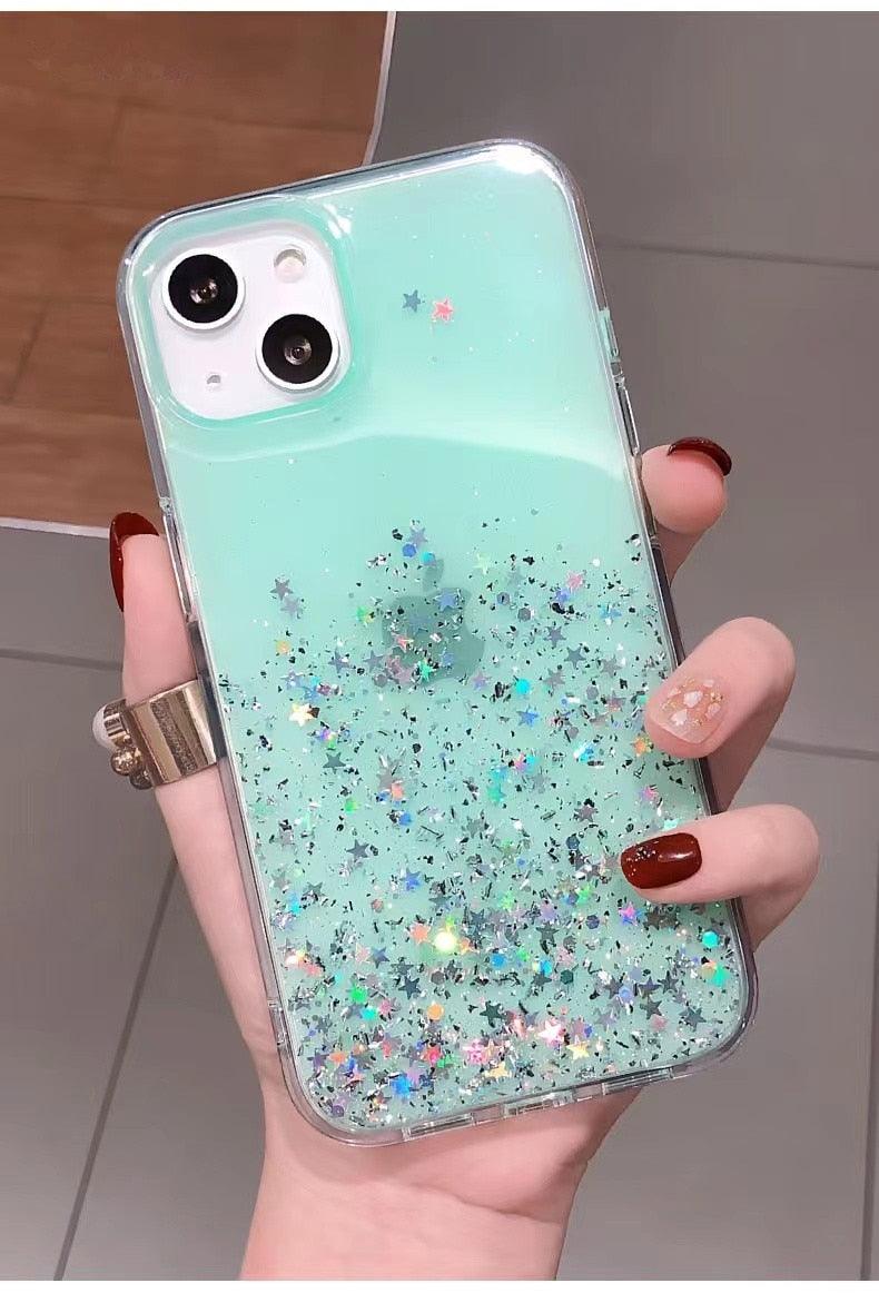 Luxury Glitter Foil Bling Shiny Clear Case For iPhone 11 Pro Max 12 Mini X XS XR 7 8 Plus SE 6S Cover