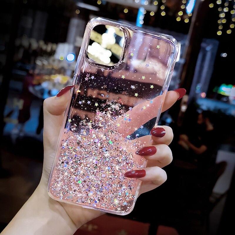 Luxury Glitter Foil Bling Shiny Clear Case For iPhone 11 Pro Max 12 Mini X XS XR 7 8 Plus SE 6S Cover