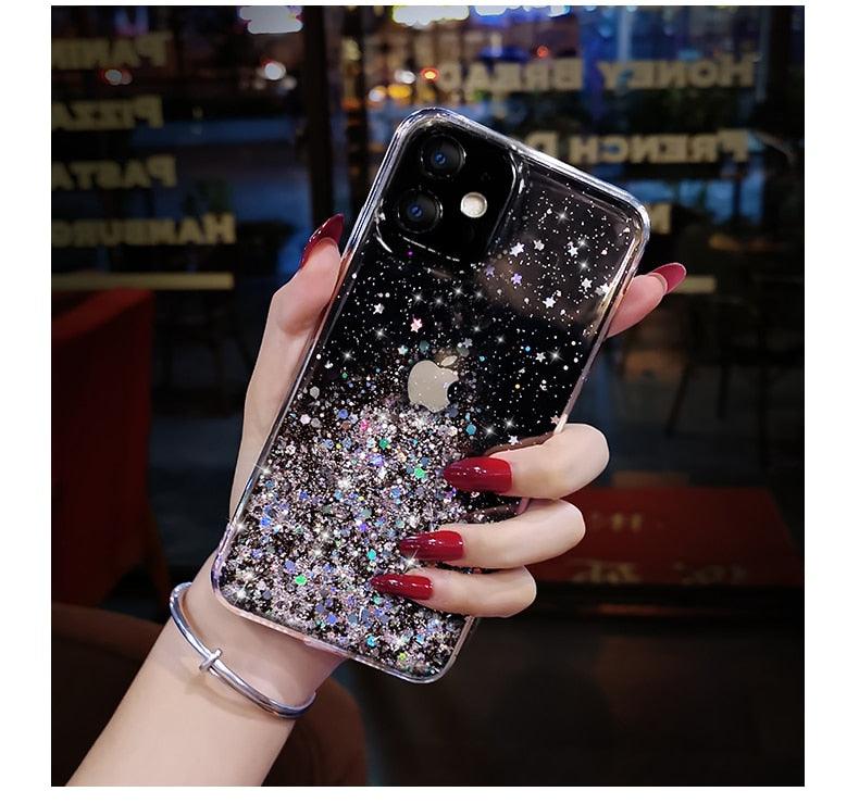 Luxury Glitter Foil Bling Shiny Clear Case For iPhone 11 Pro Max 12 Mini X XS XR 7 8 Plus SE 6S Cover