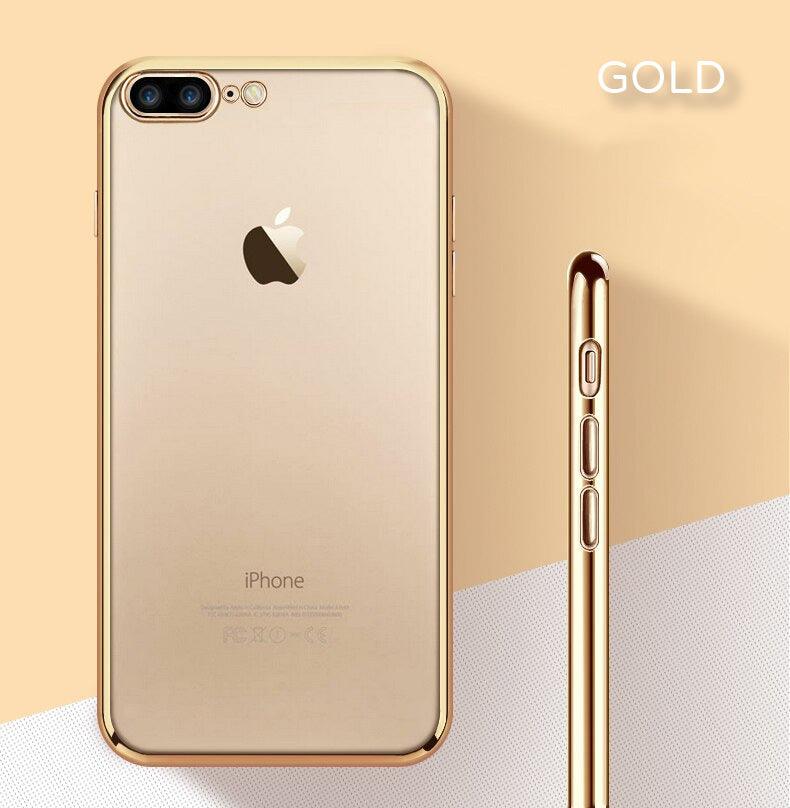 Luxury Gold Plated Soft Silicone Gel Clear Case for iPhone 14/13/11 Pr –