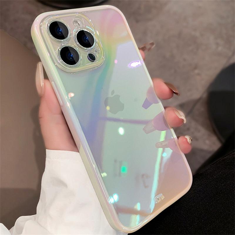 Luxury Gradient Laser Transparent Case For iPhone 14 Pro Plus 13 12 11 Pro Max X XR XS - i-Phonecases.com