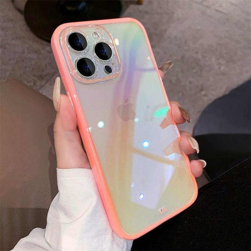 Luxury Gradient Laser Transparent Case For iPhone 14 Pro Plus 13 12 11 Pro Max X XR XS - i-Phonecases.com