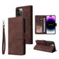 Luxury Leather Wallet Card Holder Flip Case For iPhone 14 13 12 Pro Max Plus Wrist Strap - i-Phonecases.com