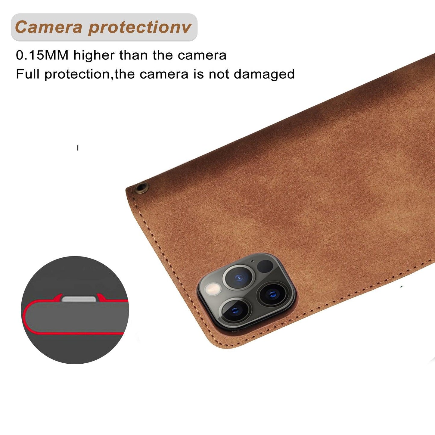 Luxury Leather Wallet Card Holder Flip Case For iPhone 14 13 12 Pro Max Plus Wrist Strap - i-Phonecases.com