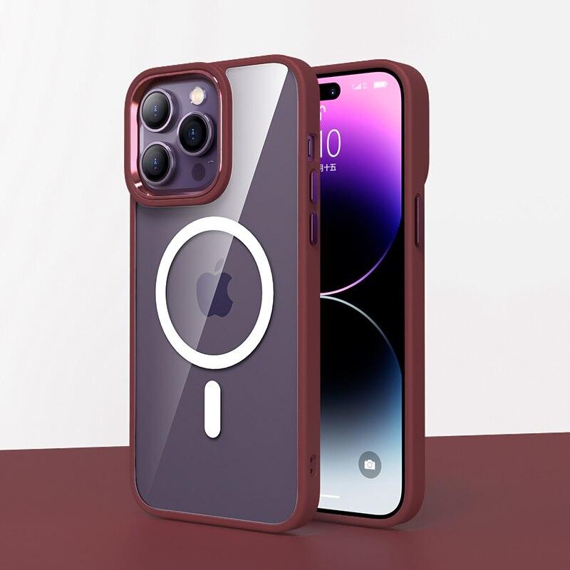 Luxury Magnetic Wireless Charging Case For iPhone 12 Pro Max 13 14 Plus Lens Bumper