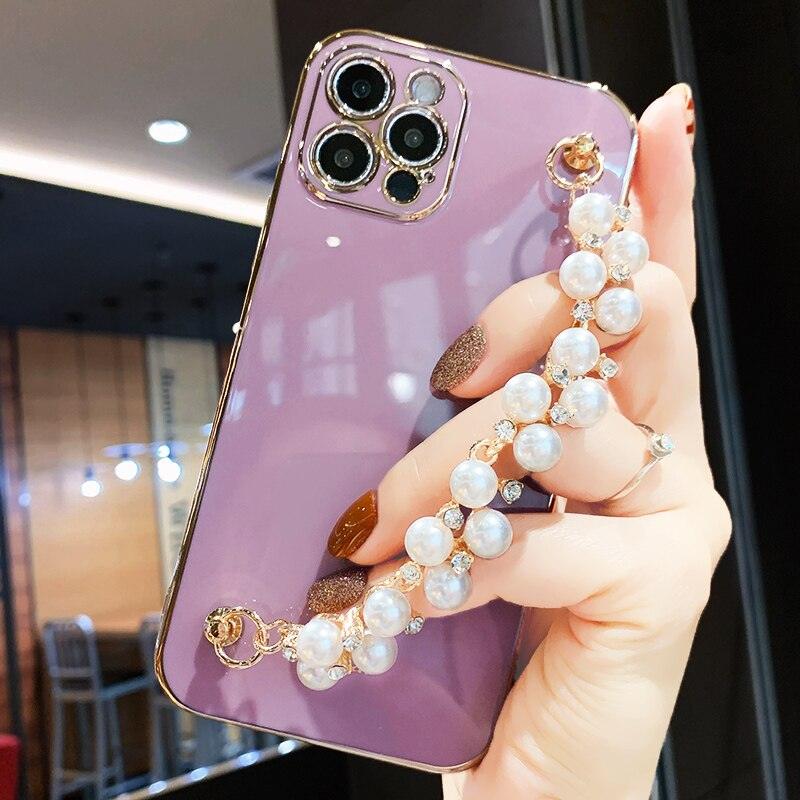 Luxury Pearl Bracelet Holder Fashion Case For iPhone 12 13 14 11 Pro Max Mini X XR Xs Max