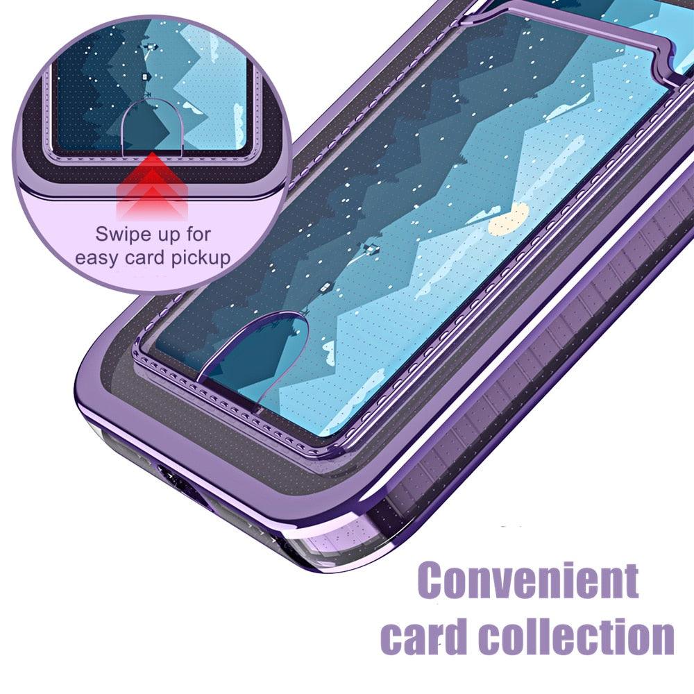 Luxury Plating Card Holder Case for iPhone 14 13 12 11 Pro Max X XR XS Max 7 8 Plus 6 6s Plus - i-Phonecases.com