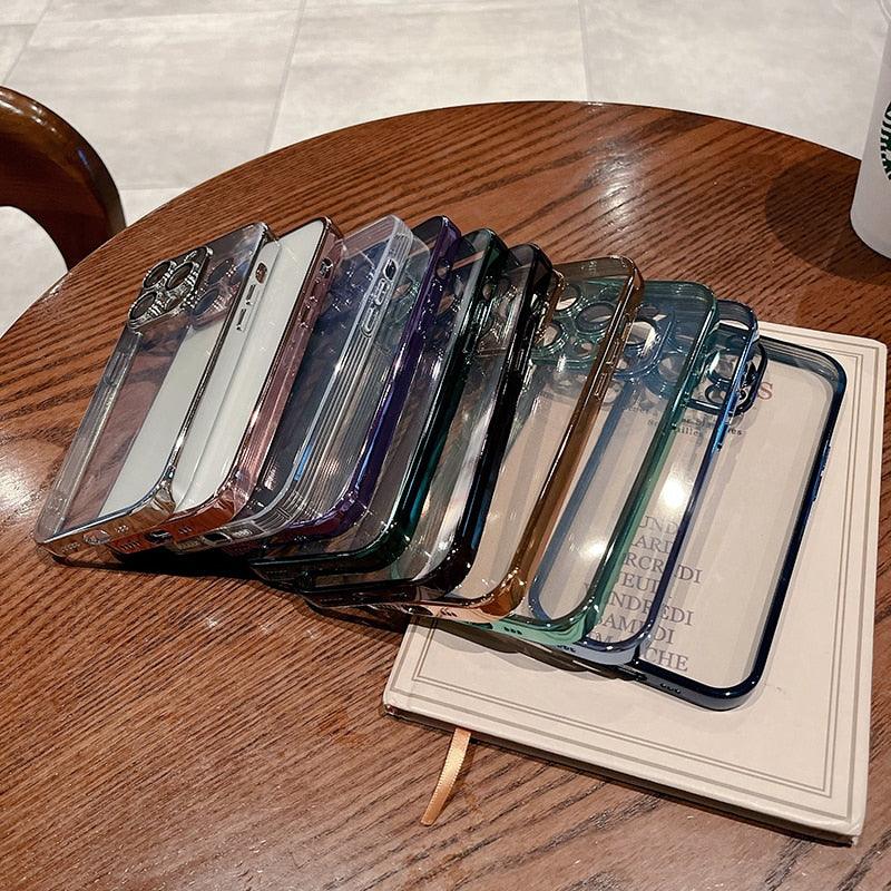 For iPhone 14 Plus Case Luxury Square Leather Phone Cases For 13