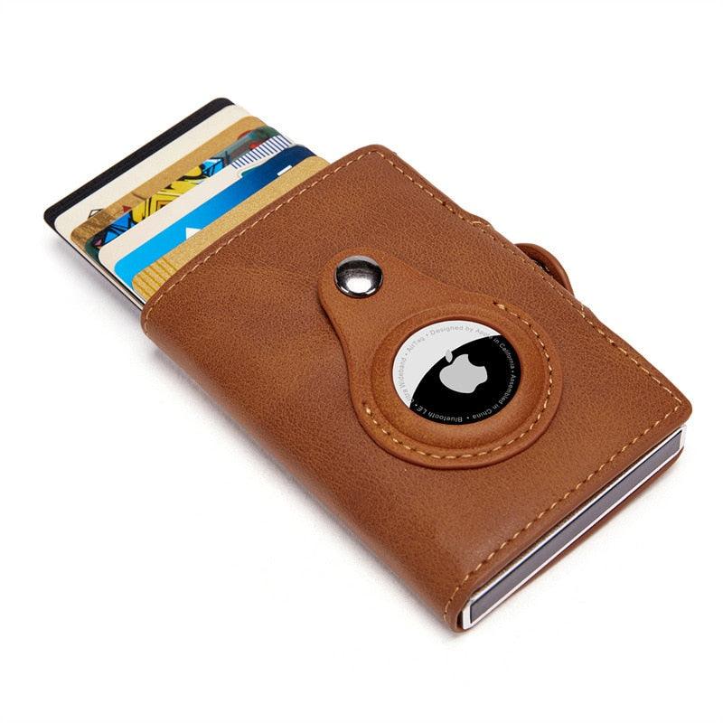 Luxury PU Leather Wallet Card Holder Case For Apple AirTags Tracking Device Cash & Cards