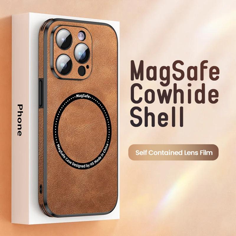 Luxury Shockproof Magnetic PU Leather Case For iPhone 14 Plus 12 13 Pro Max Lens Protection - i-Phonecases.com