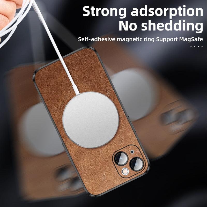 Luxury Shockproof Magnetic PU Leather For iPhone 14 Plus 12 13 Pro Max With Lens Protection