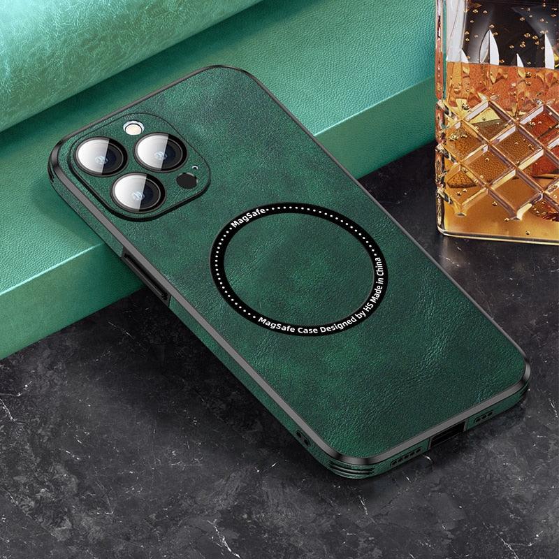 Luxury Shockproof Magnetic PU Leather For iPhone 14 Plus 12 13 Pro Max With Lens Protection