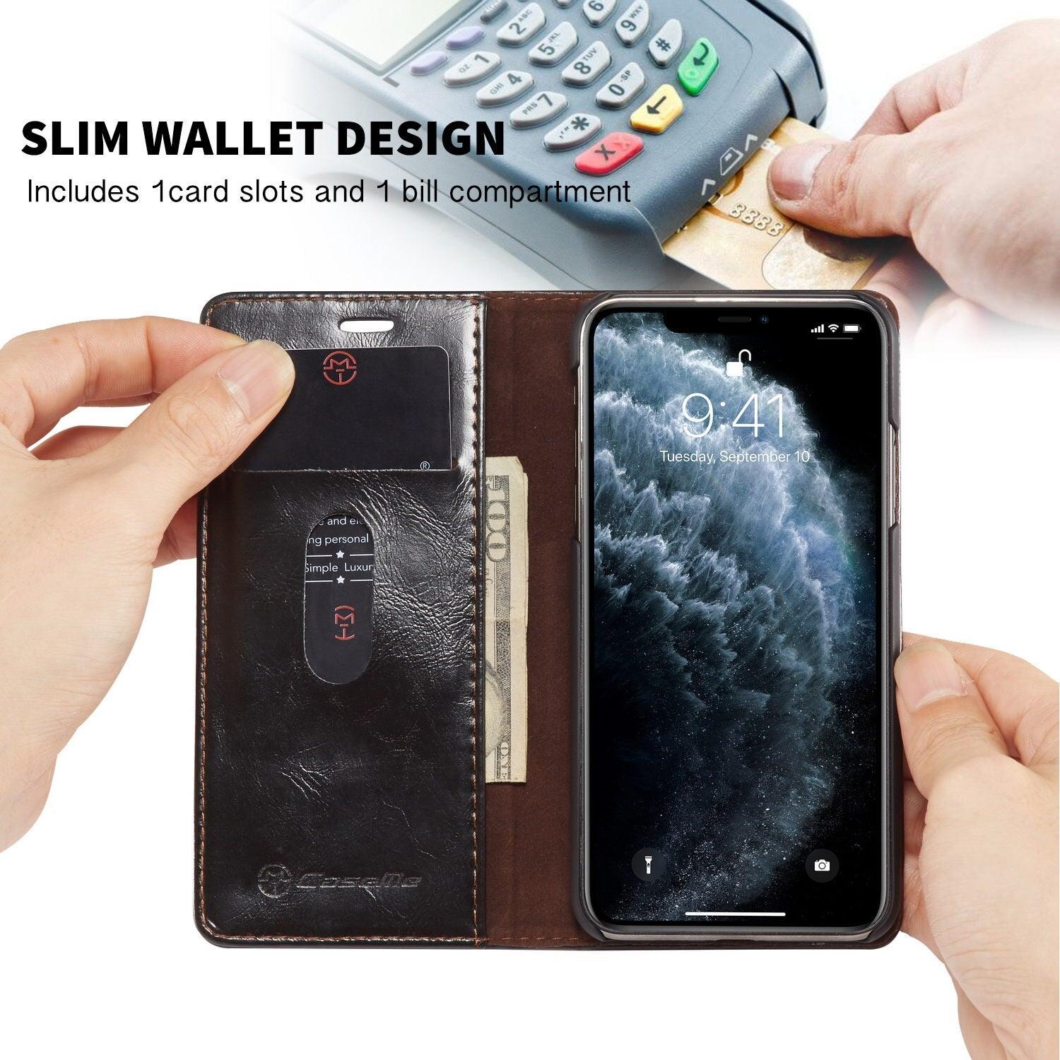 Luxury Soft PU Leather Card Holder Flip Case for iPhone 13 12 11 Pro X XR XS Max 8 7 6S Plus