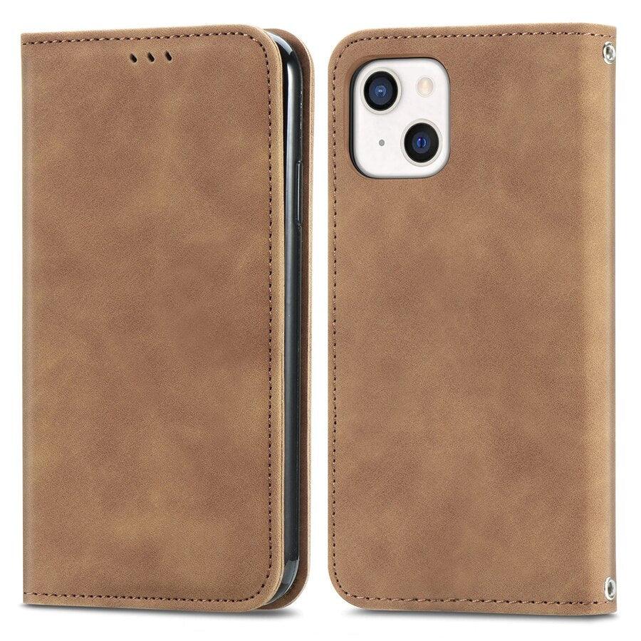 Luxury Soft Smooth Leather Flip Wallet Phone Case For iPhone 12 13 14 Plus Pro Max SE 2022