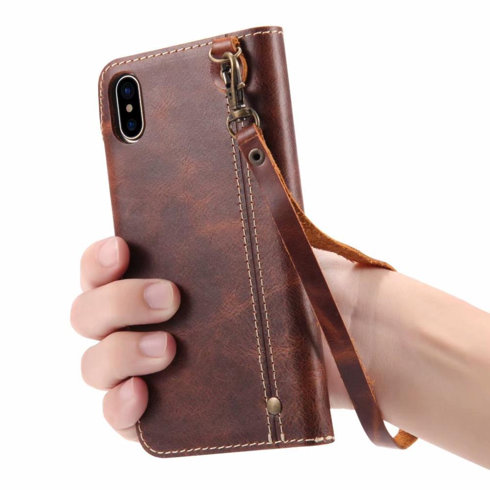 Luxury Vintage Cowhide Leather Card Holder Case For iPhone 14 13 12 11 XS MAX XR 8 7 Plus