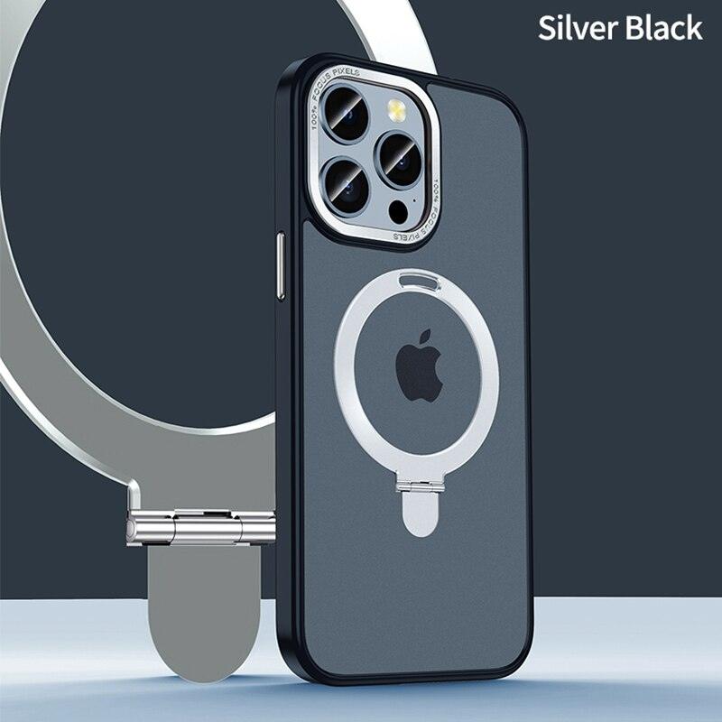 Magnetic Wireless Charging Ring Holder Silicone Metal Phone Case For iPhone 14 13 Pro Max