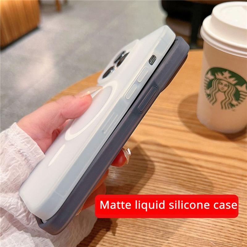 Matte Liquid Silicon Shockproof Bumper Magnetic Charging Case For iPhone 13 Pro Max 12 14 Plus