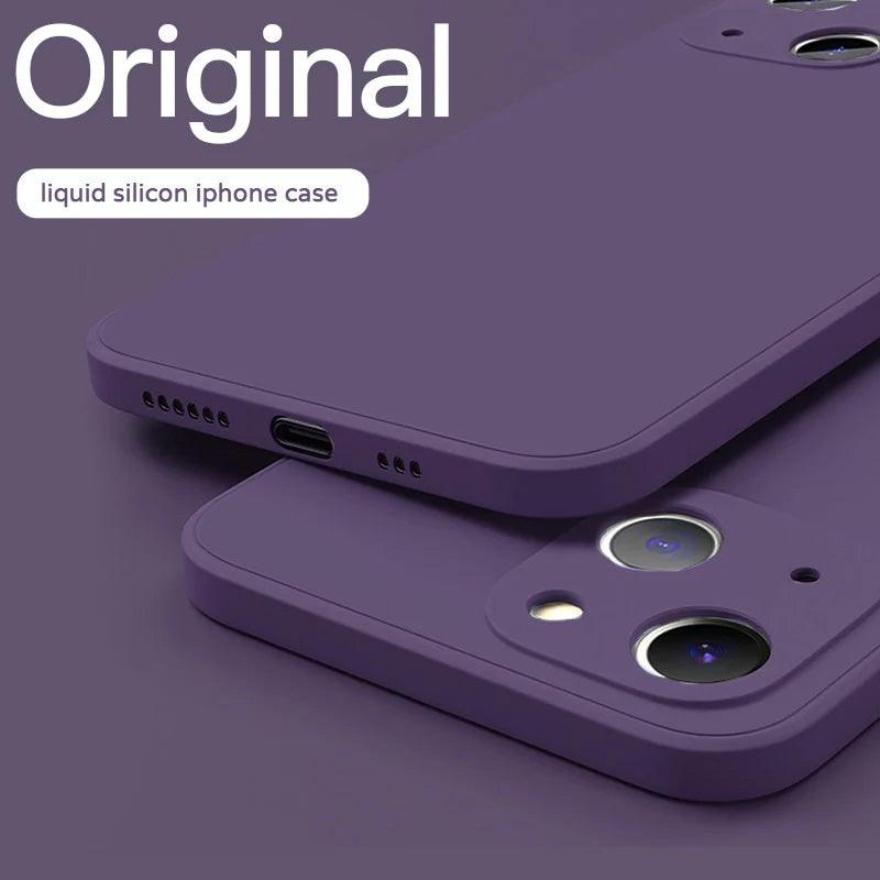 NEW Square Edge Liquid Silicone Case For iPhone 13 Pro Max 12 Pro Mini Protection - 12 Colors - i-Phonecases.com