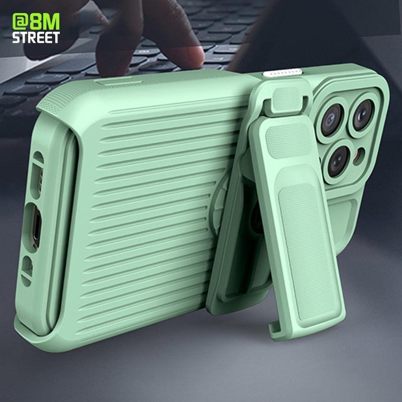 Backpack Clip Stand Holder Phone Case For iPhone 11 12 13 14 Pro Max 13 14 Pro Outdoor Carrying Shockproof Protection Back Cover - i-Phonecases.com