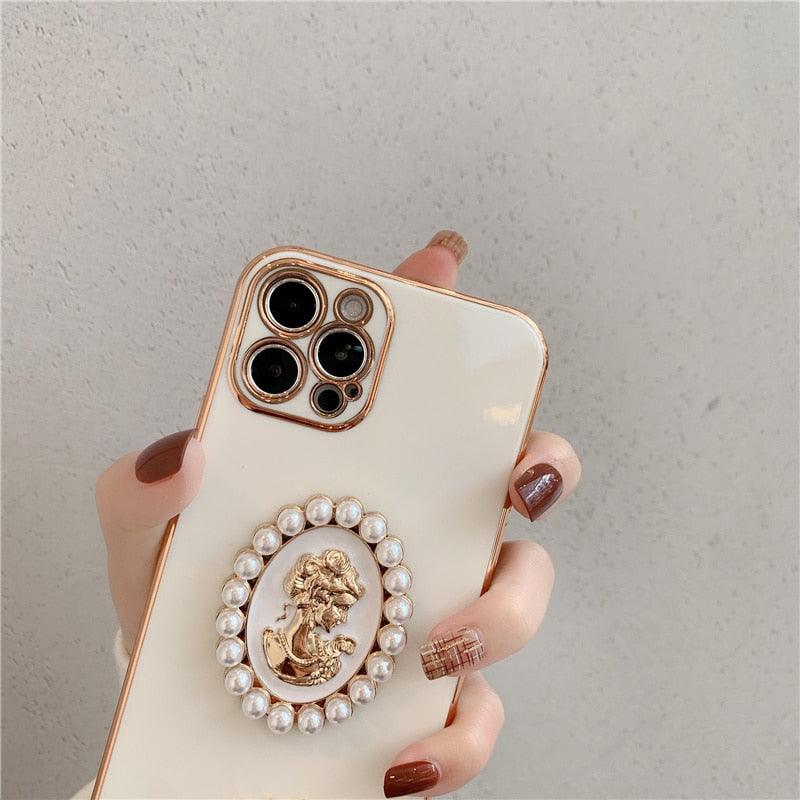 Pearl Goddess 3D Electroplated Luxury Fashion Case for iPhone 12 11 Pro XR XS Max 7 8 Plus SE