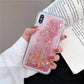 Pink Purple Liquid Glitter Sequin Love Hearts Case For iPhone 11 Pro X XR XS MAX 6S 6 7 8 5 SE
