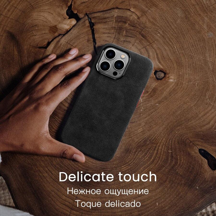 Plush Suede Alcantara Case for iPhone 14 Pro Max 13 12 mini Faux Leather Luxury iPhone Cover