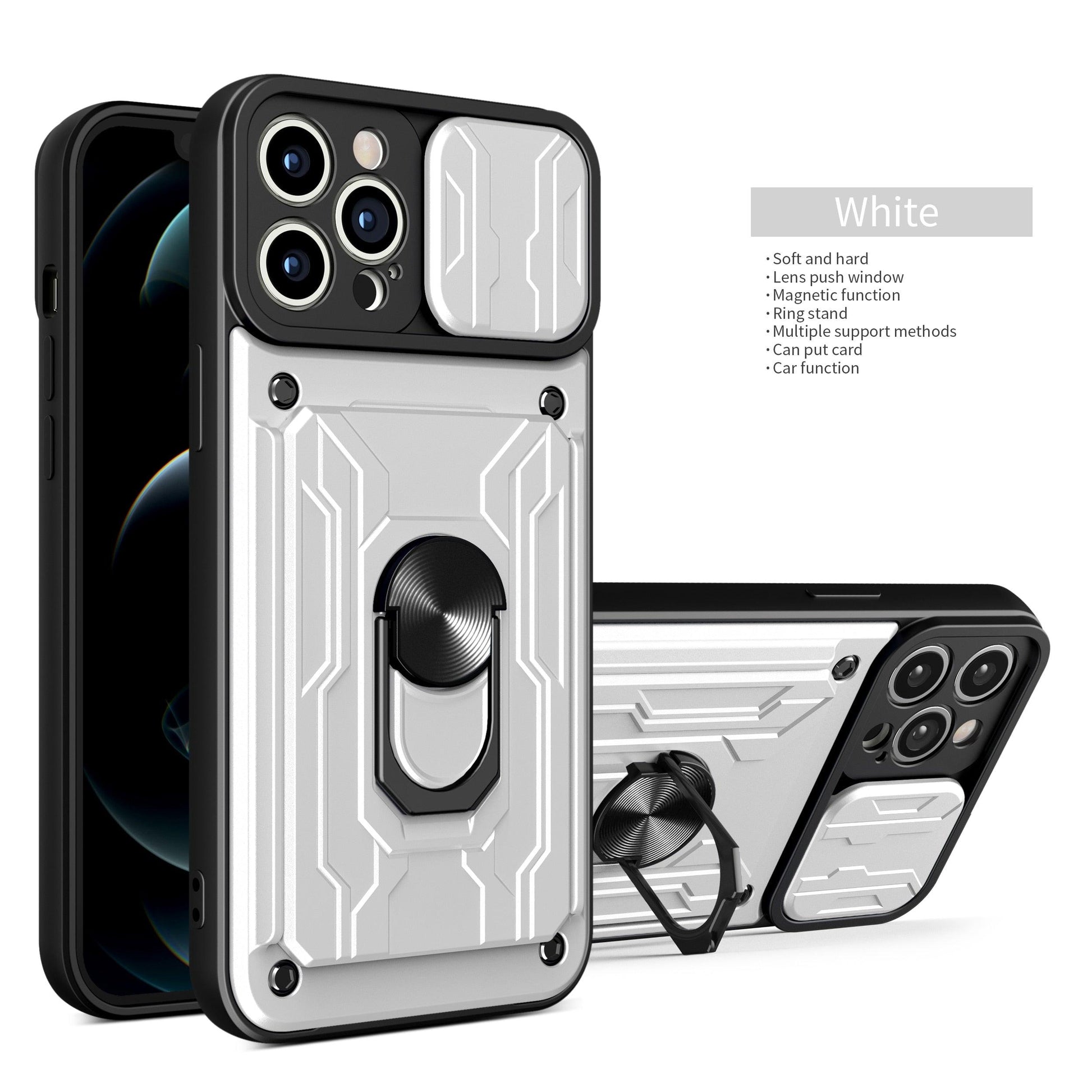Rugged Camera Protection Hybrid Card Holder Case for iPhone 14 13 12 Pro Max With Kickstand